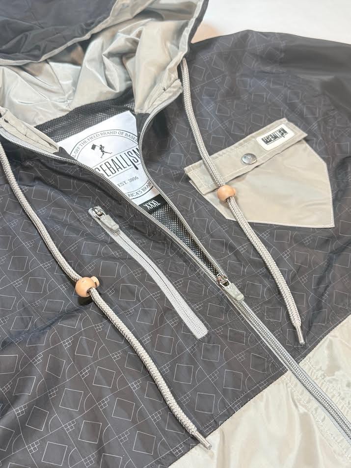 Baseballism WINFIELD Windbreaker Rain Jacket Black/Gray Size 3XL Authentic Fan