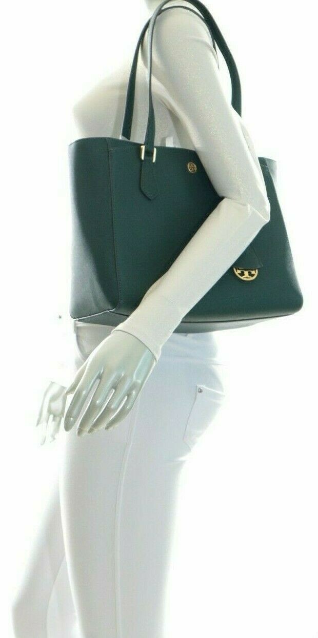 Tory Burch Robinson Tote Leather Bag Pine Tree