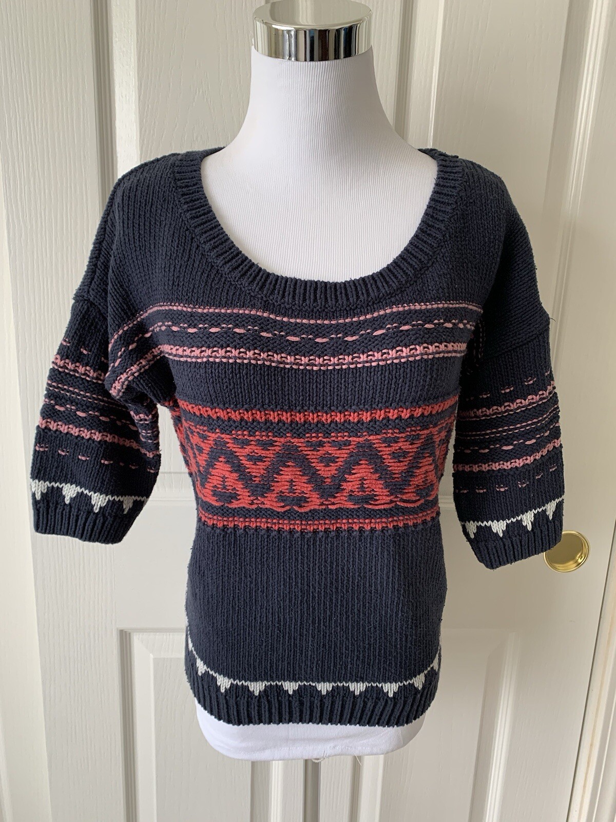 AMERICAN EAGLE PRETTY COTTON ACRYLIC BLEND SHORT SLEEVE SWEATER – SIZE S