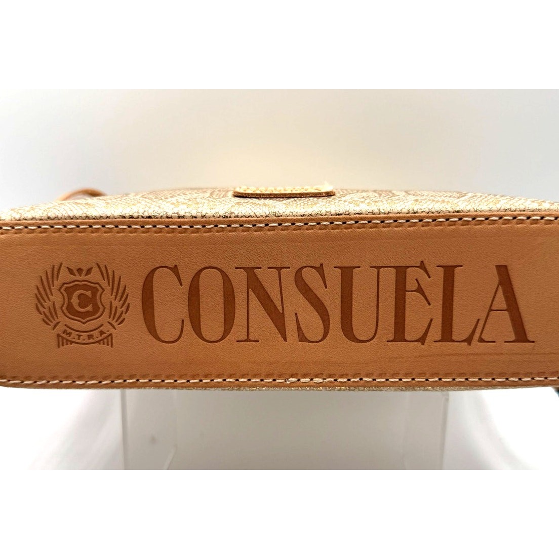 Consuela Leah Midtown Leather Crossbody W/Metallic Gold Snakeskin Print