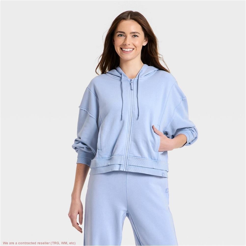 Women’s French Terry Full Zip Hoodie Sweatshirt – JoyLab Periwinkle Blue XXL