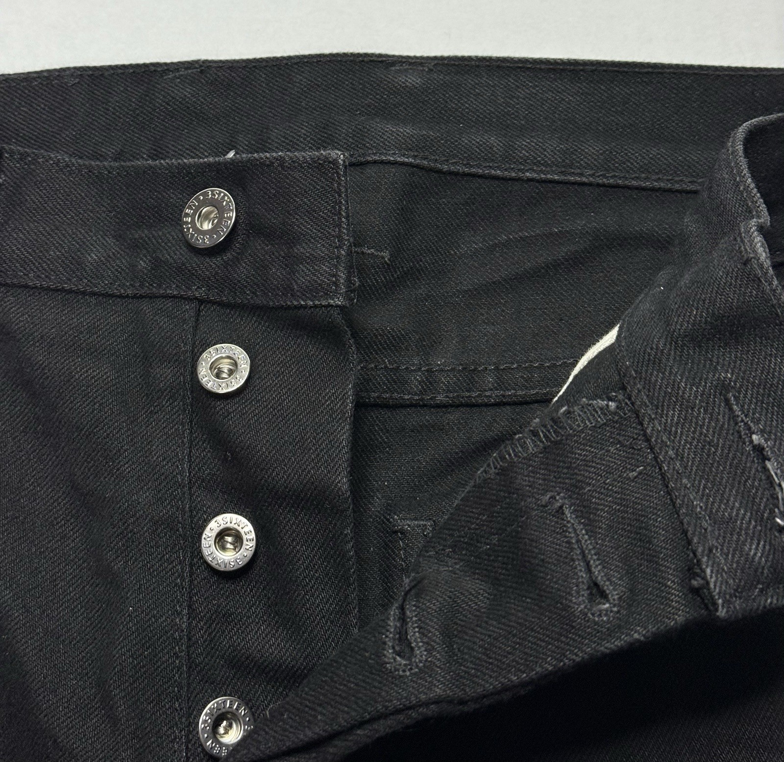 3sixteen ST-220X Slim Tapered Double Black Selvedge Jeans Button Fly Men’s 33×25