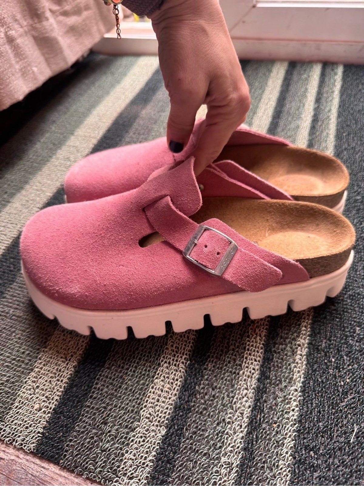 Birkenstock Papillio Pink Suede Clog Mules