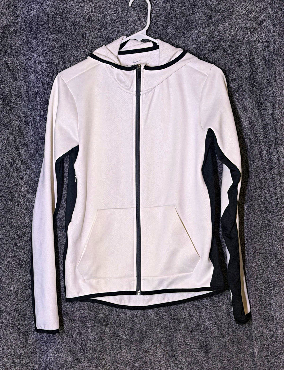 Nike Therma-FIT Women’s Full Zip Fleece Colorblock Track Jacket S White/Black