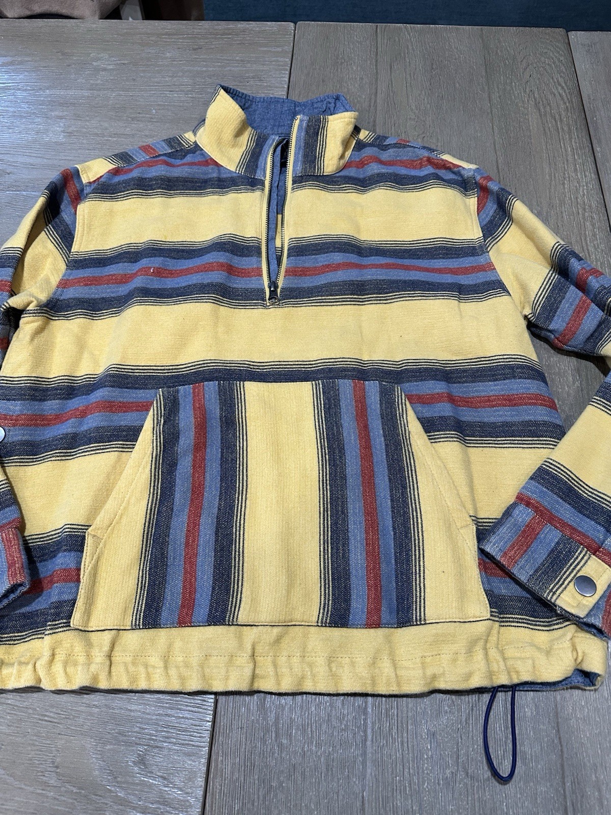 Pendleton Half-Zip Doublesoft Pullover Yellow Stripe 100% Cotton Women M