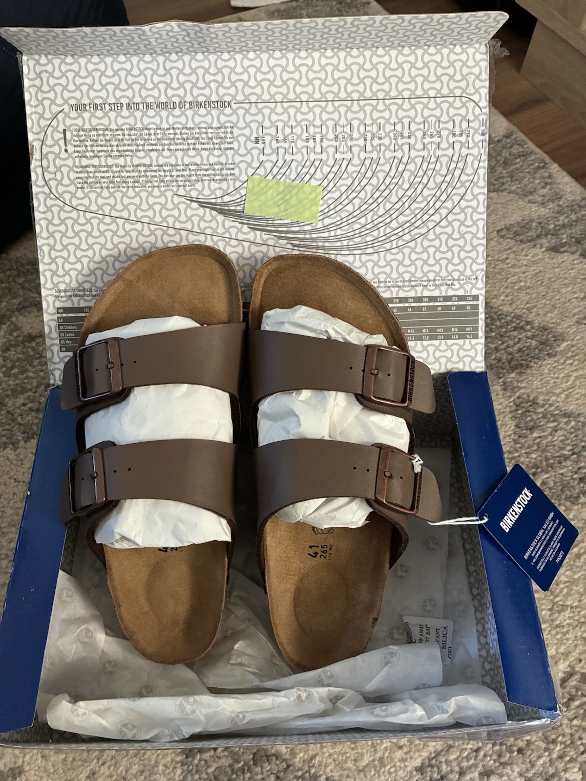 Birkenstock Brown Leather Slide Sandals Adjustable Buckle Straps Womens 11