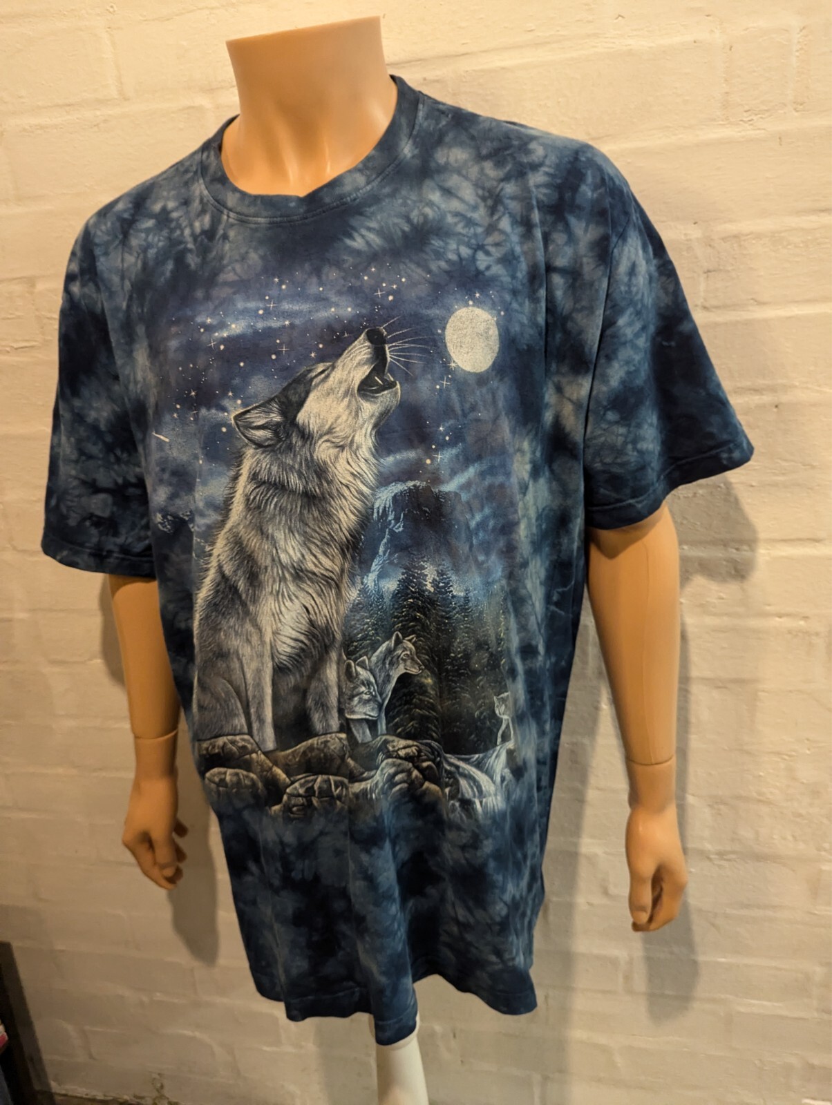 Rock Eagle Tshirt XXL Tie Dye Blue Wolves Moonlight 2XL Top Tee Short Sleeve