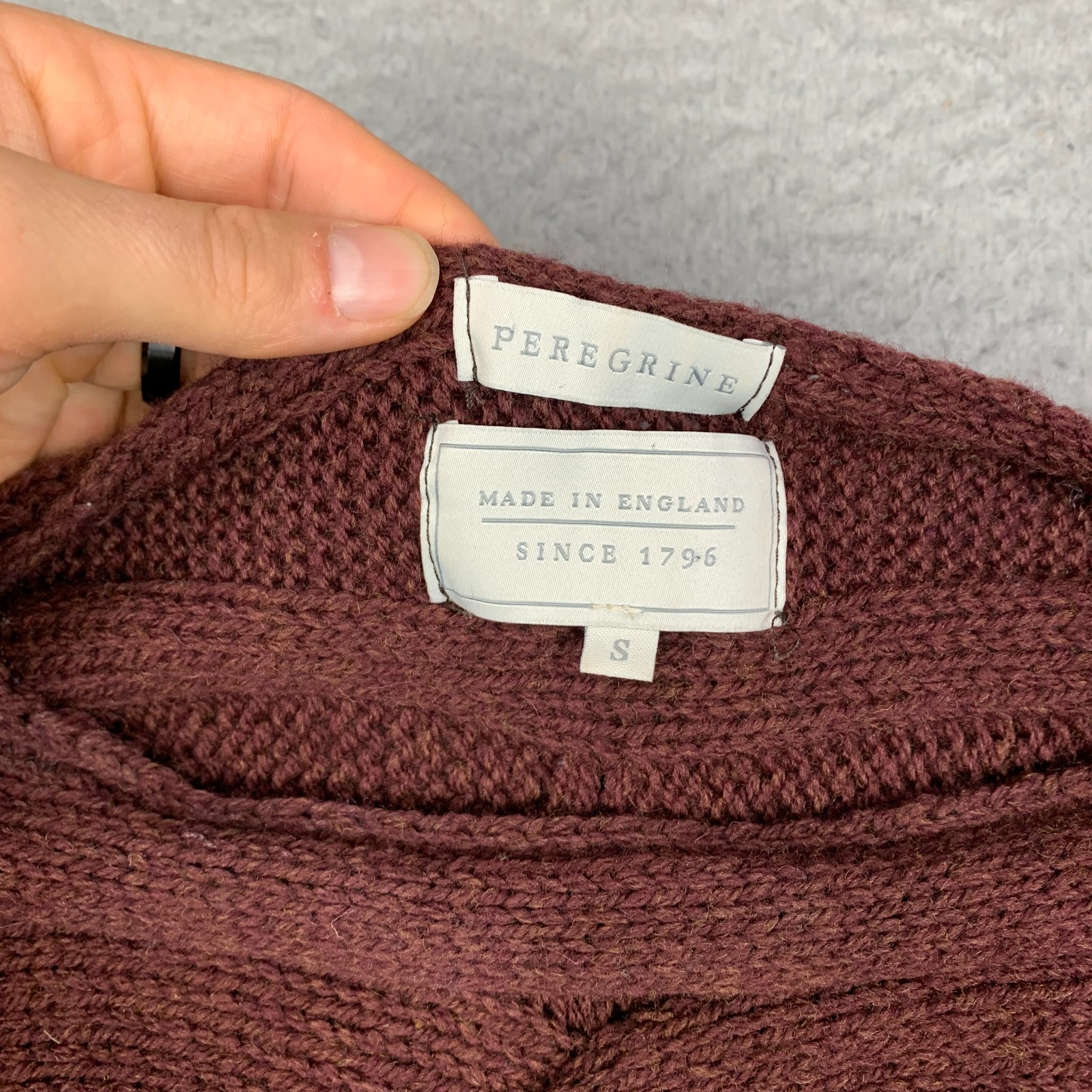 Peregrine Sweater Womens S 3D Knit Brown Made in England 100% Wool Cable Wavy
