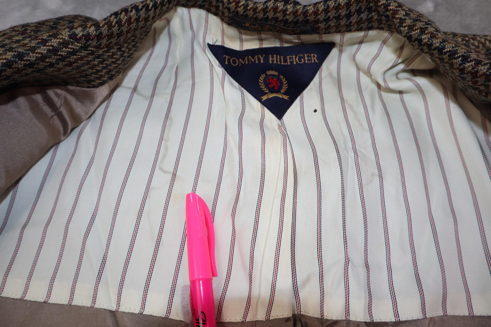 Tommy Hilfiger Sport Coat Men’s Medium Hounds Tooth Tweed 3 Button Notch Lapel