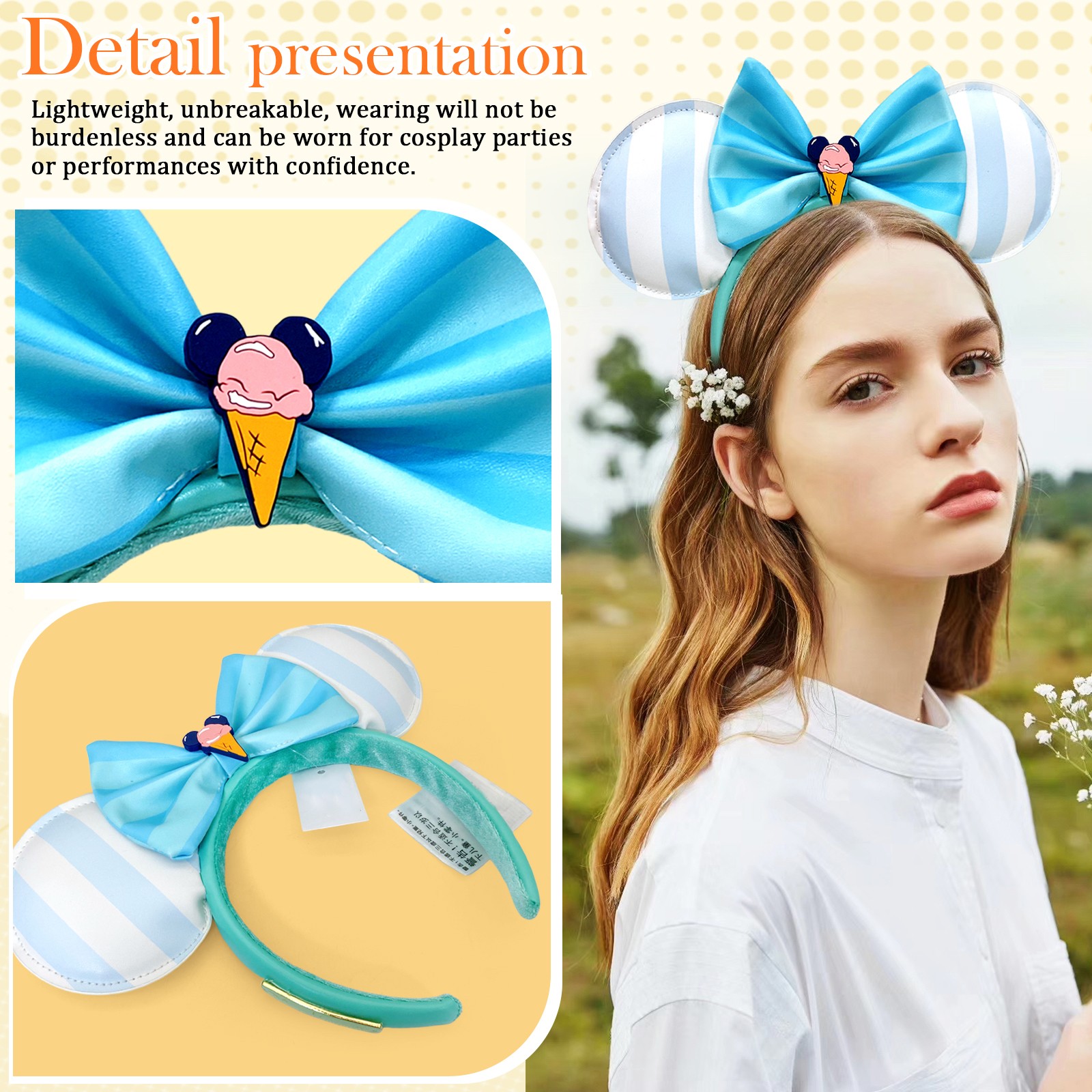 Disney Parks Ice Cream Beach Club Headband Loungefly Mickey Mouse Minnie Ears