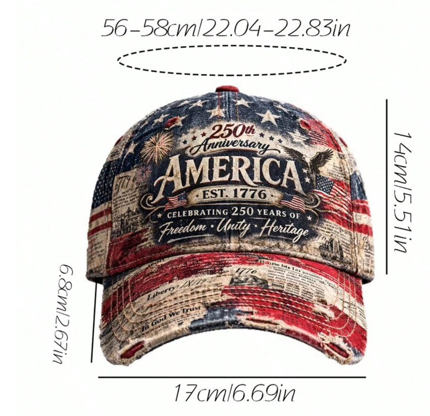 USA 250th Anniversary Hat 1776-2026 Patriotic American Flag Cap