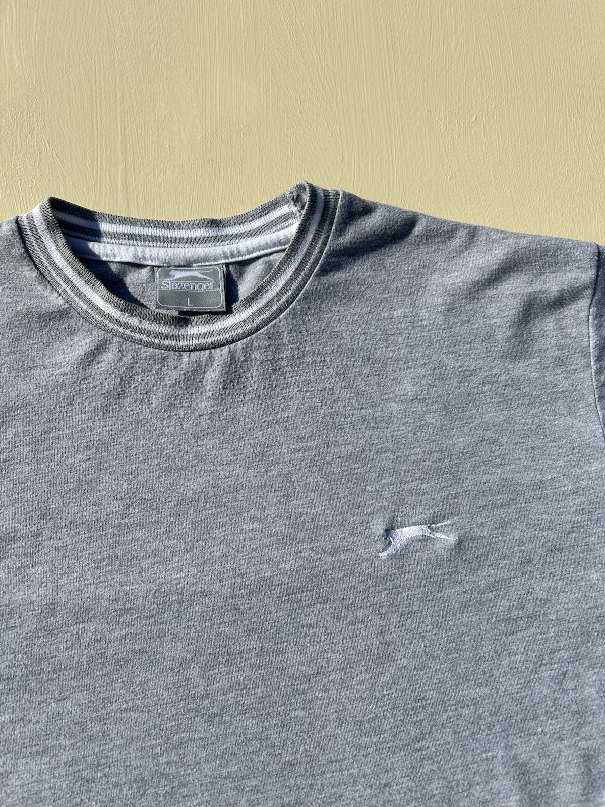 Slazenger Men’s L Gray Solid Embroidered Logo Crew Neck Short Sleeve T-Shirt
