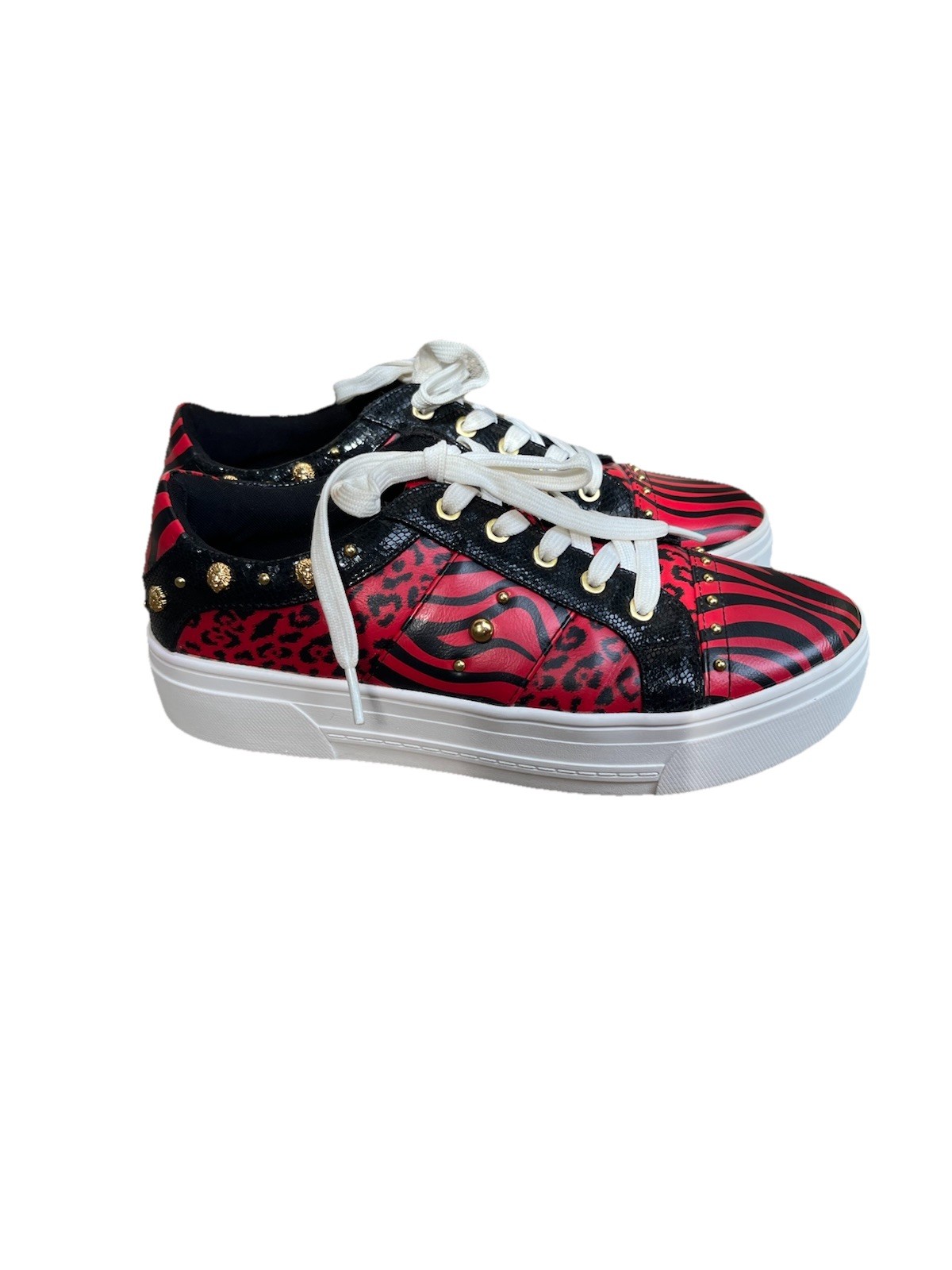 Rare Women’s Disney Red/Black/White Animal Print Low Top Lace-Up Sneakers