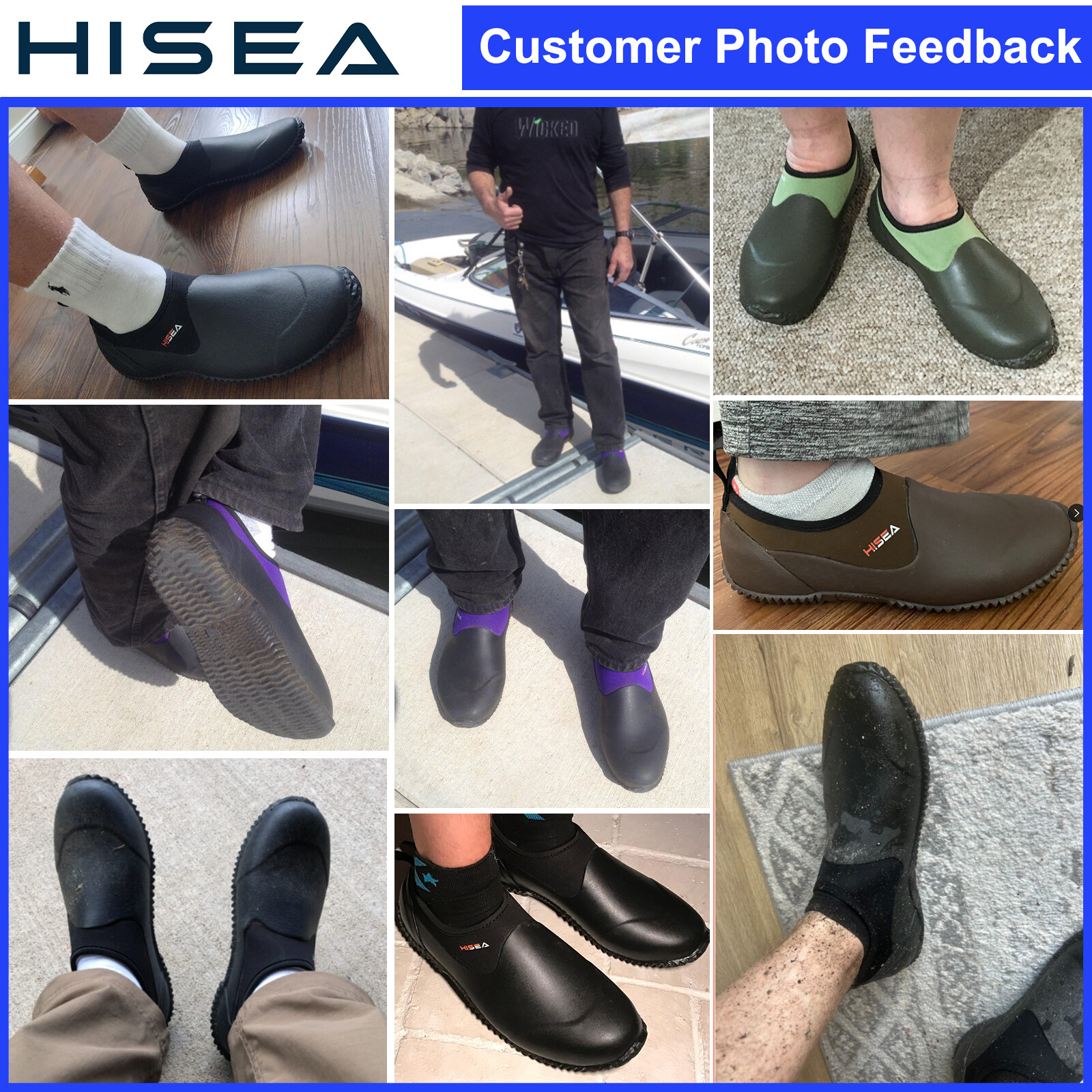 HISEA Unisex Garden Shoes Waterproof Anti-Slip Ankle Rubber Rain Boot Farm Yard