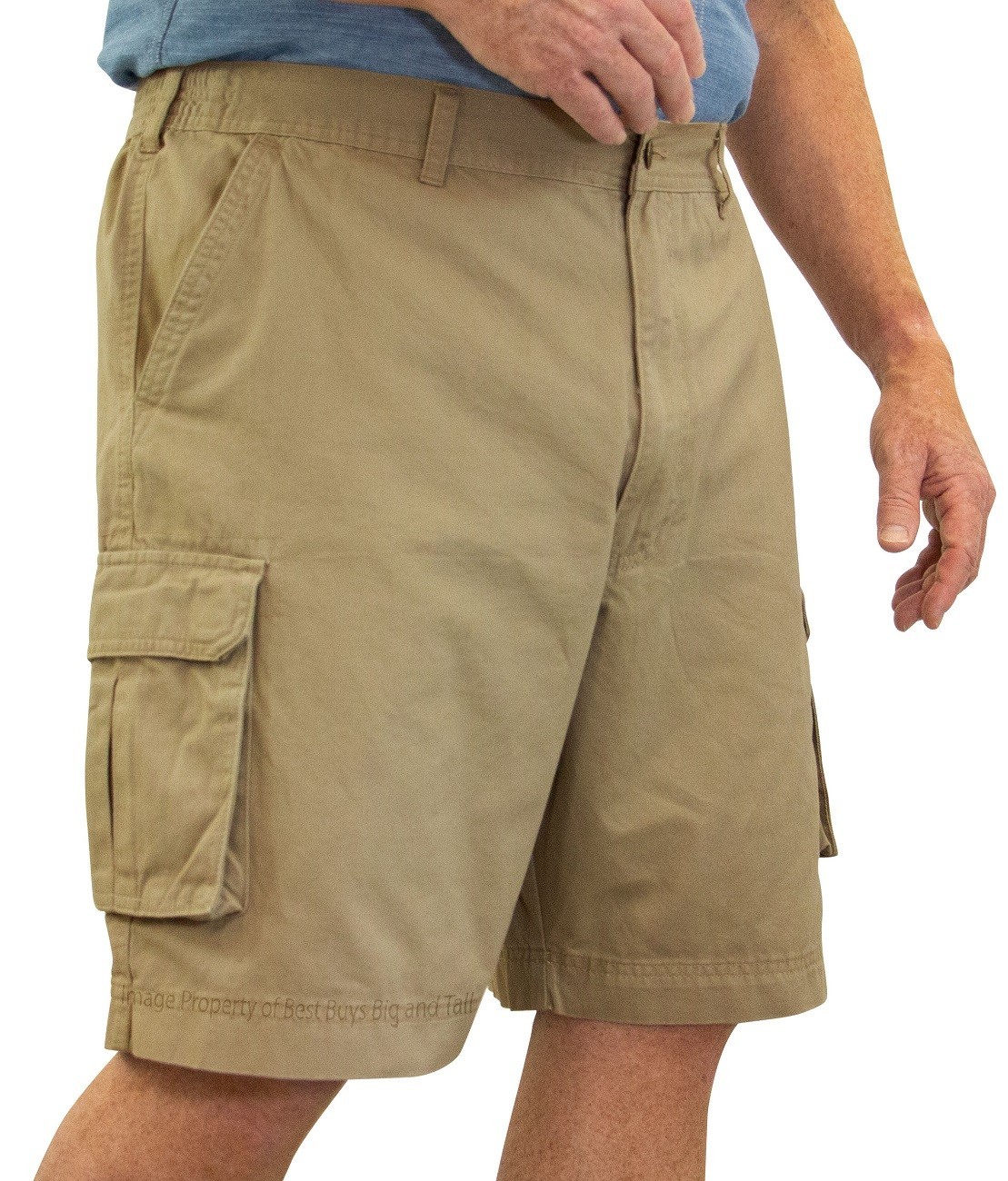ROCXL Cargo Shorts with Expandable Waist Back Pocket Flaps – KHAKI Size 48 to 54