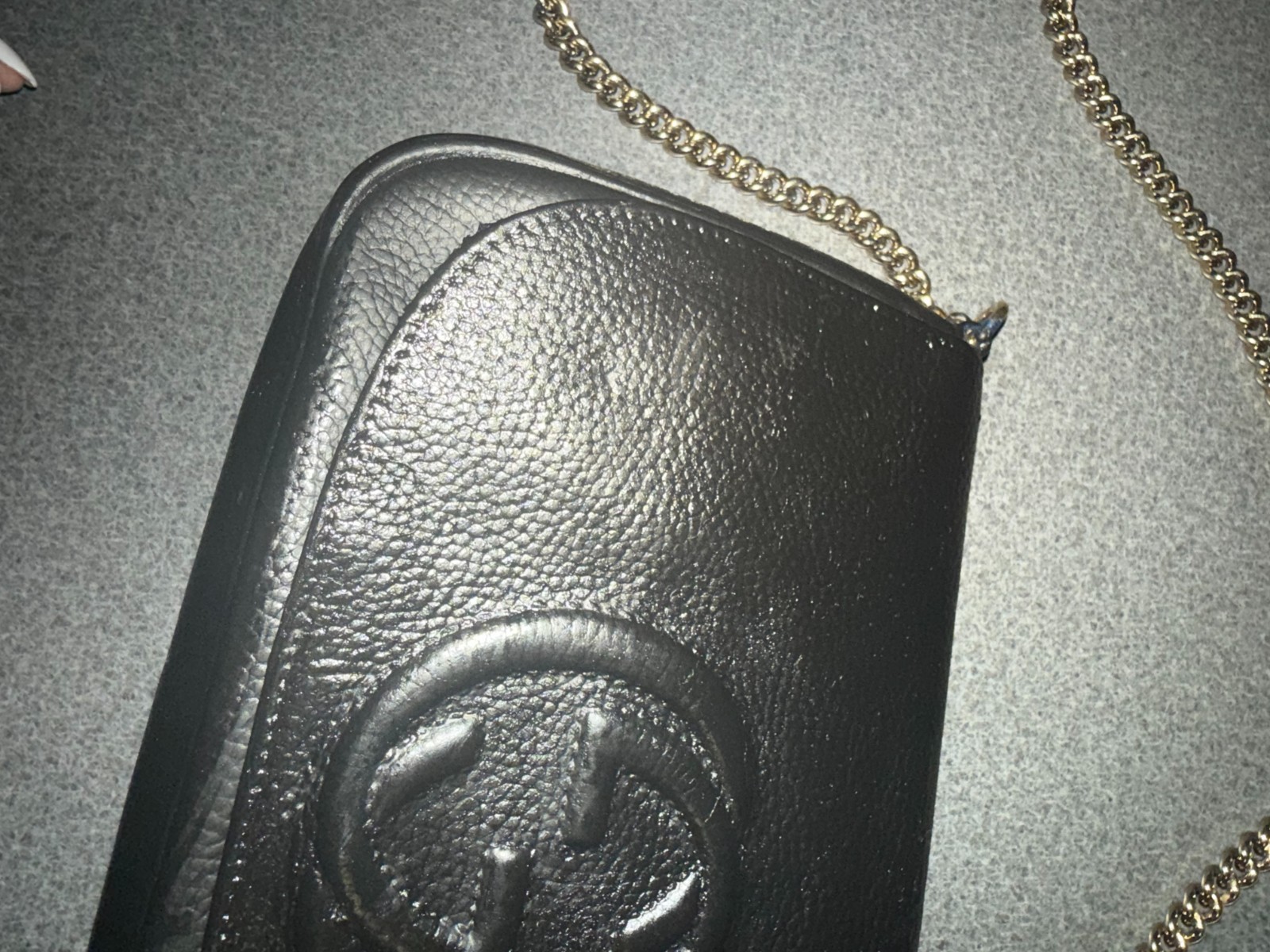Gucci Soho Flap Long Interlocking G Chain Crossbody Custom Black (Painted)