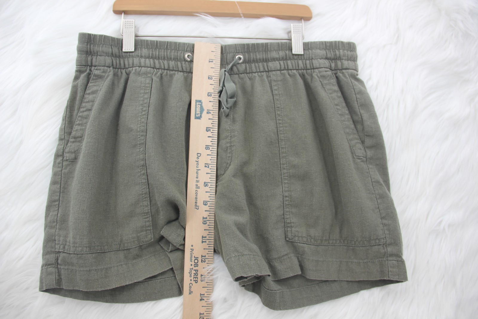 GAP Womens M Linen Blend Pull On Shorts Olive Green Casual Elastic Waist BEACH