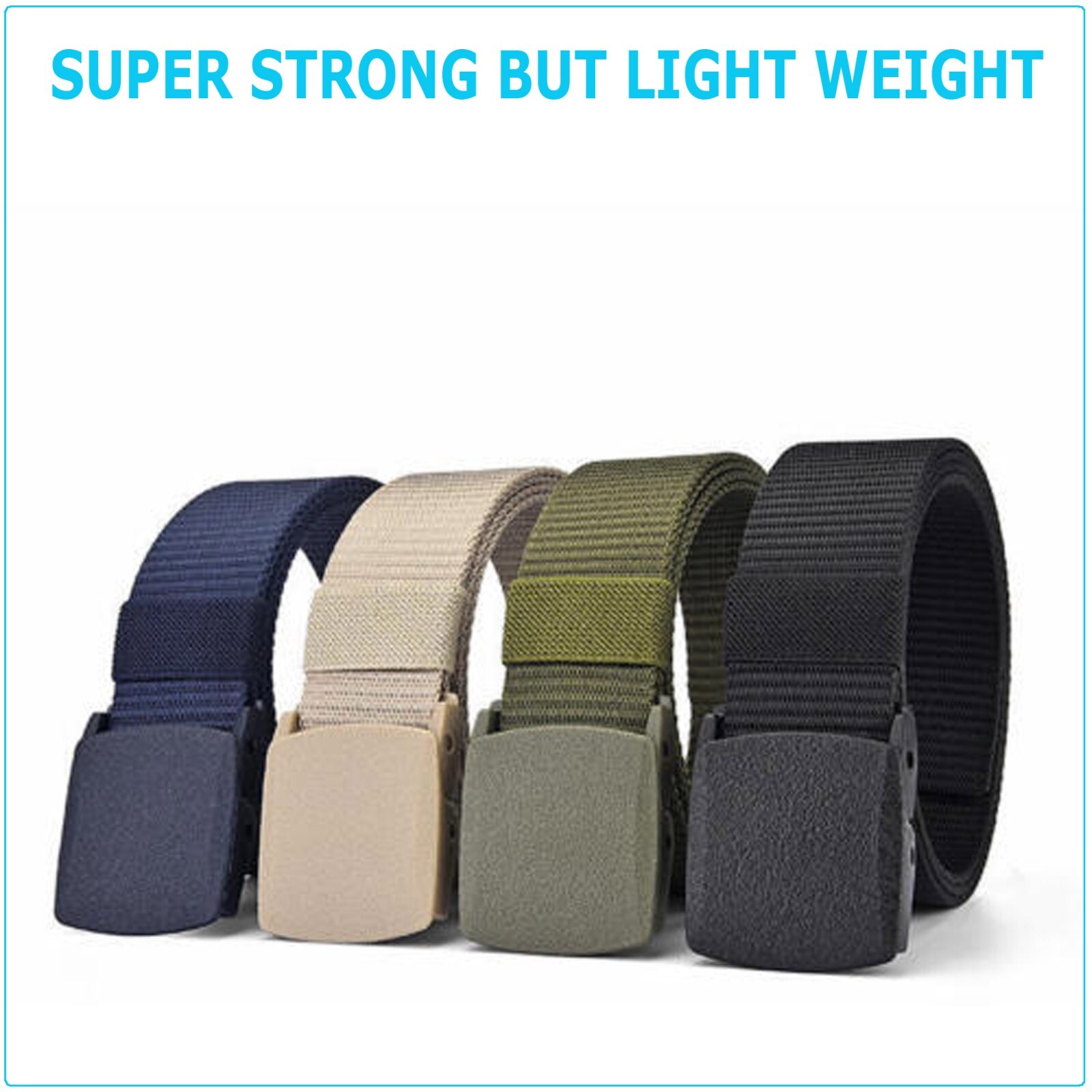 Mens Unisex Canvas Webbing Belt Regular Size Military Style Tactical Buckle Belt