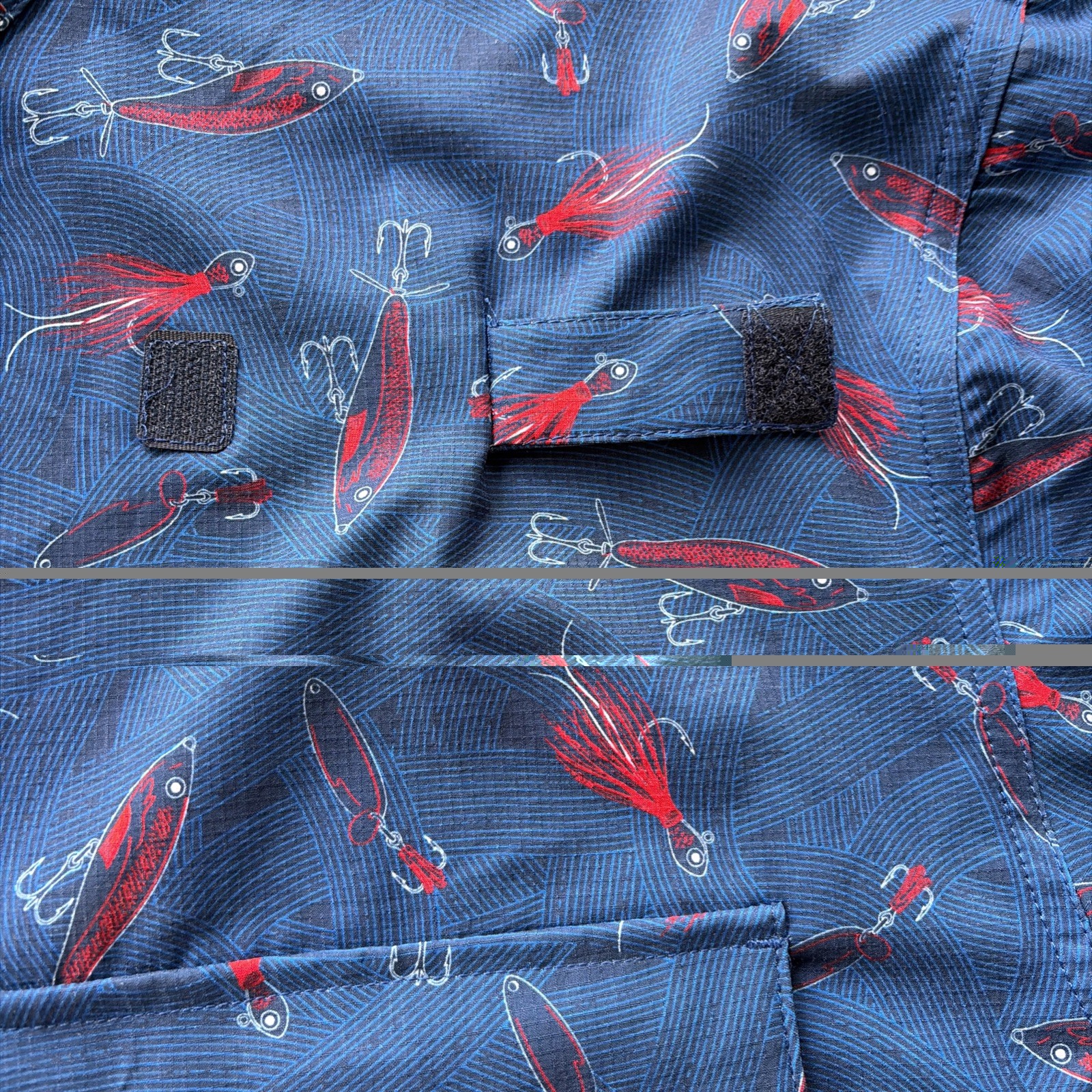 Silver Bait Men’s XXL Button Fishing Shirt Red Lure Design Vented Back EUC