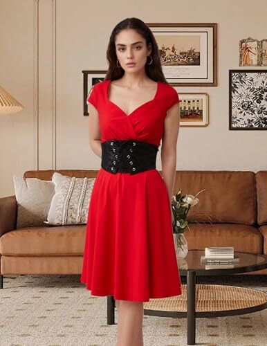 Womens Lace-up Corset Waist Belt Elastic Stretch Wide Band Waspie Underbust Top