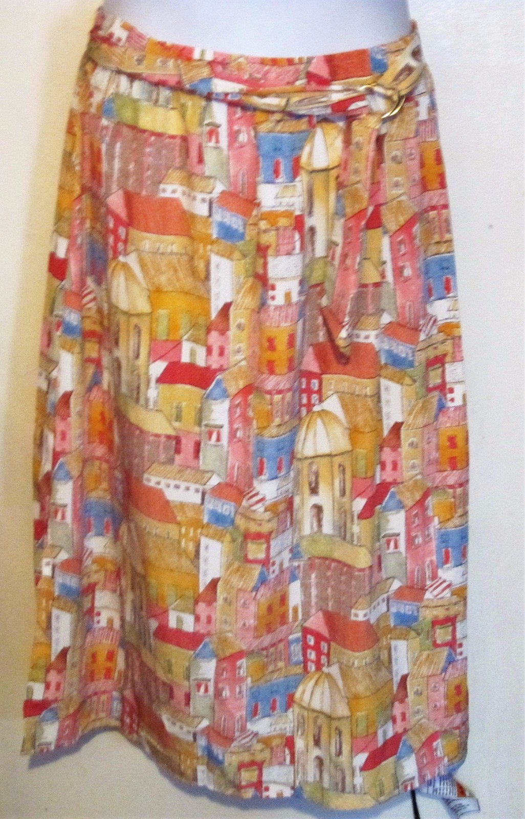 Maggie Sweet misses Petite large PL colorful houses light Long Skirt A Line j124