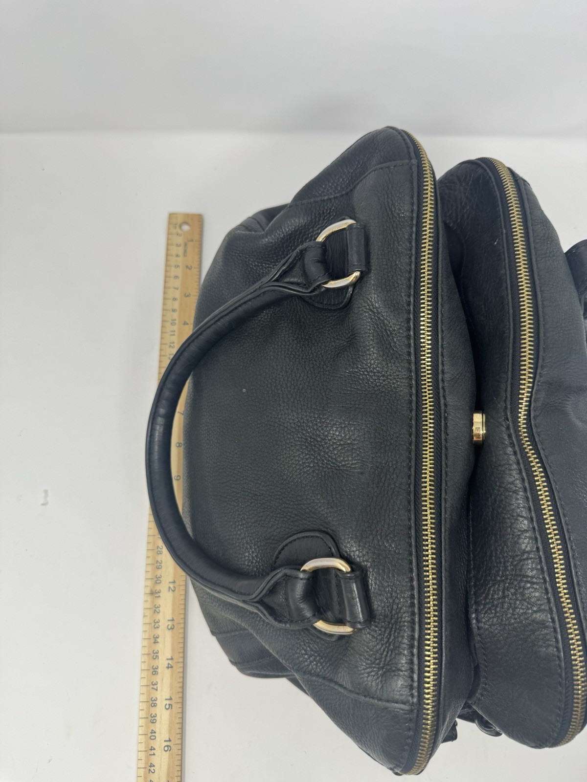 Audrey Brooke Purse black gen leather shoulder bag tote, Some wear As Shown