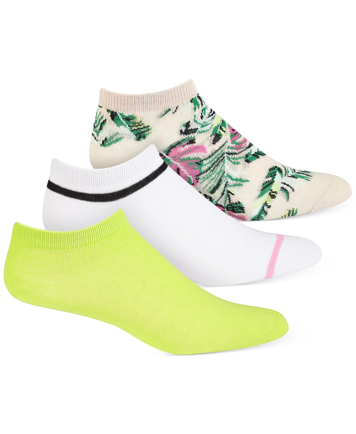 Womens No Show Socks Palm Neon Babe 3 Pair Pack JENNI $16.99 – NWT