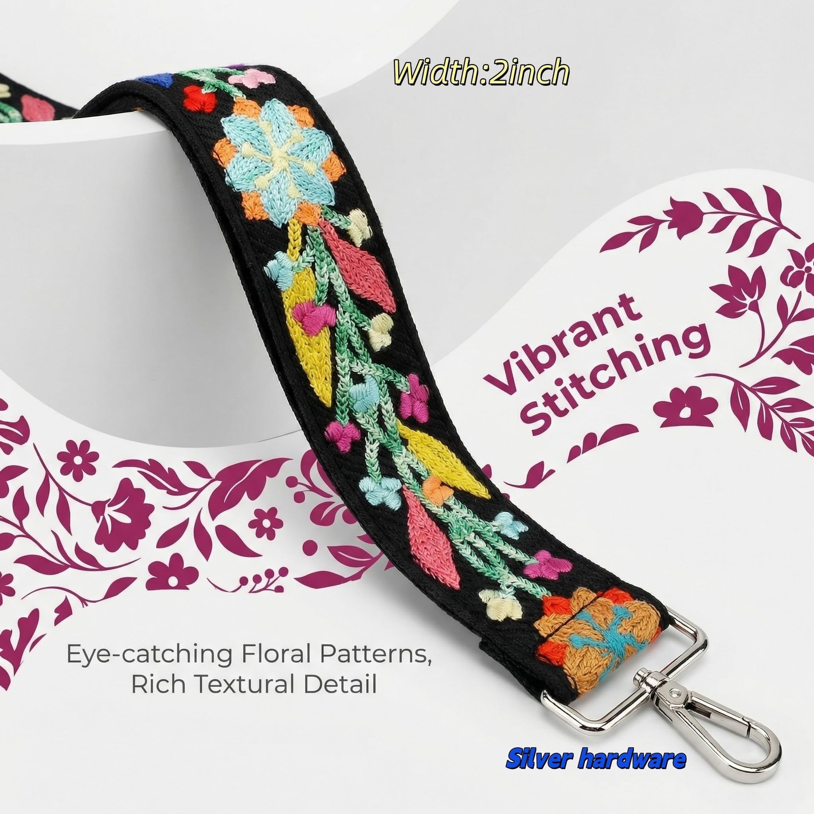 Crochet Flower Purse Strap Knit Wide Replacement Crossbody Shoulder Strap Bag