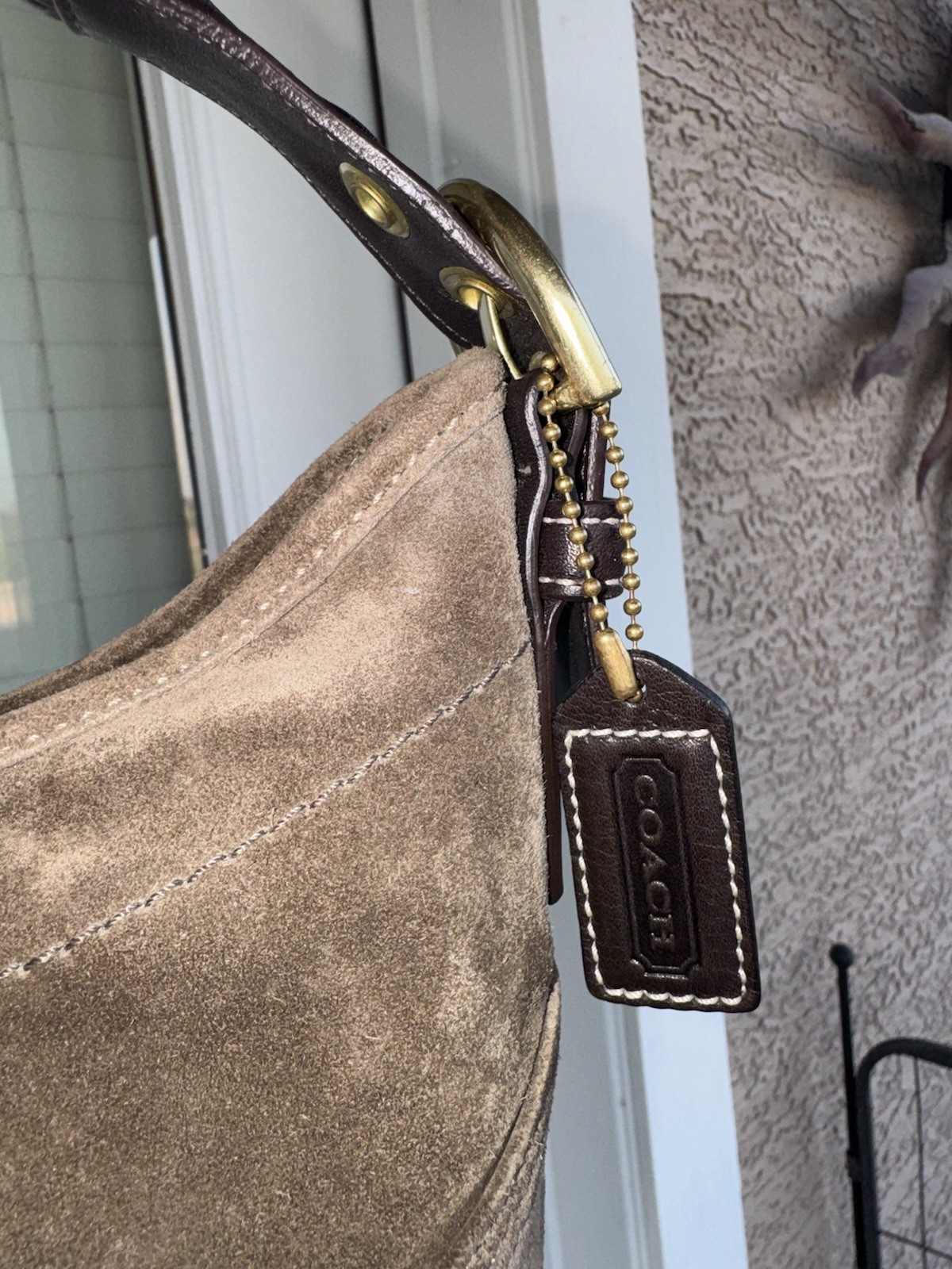 Coach Y2K Brown Small Crescent Hobo Soho Shoulder Suede Shoulder Bag Tassel