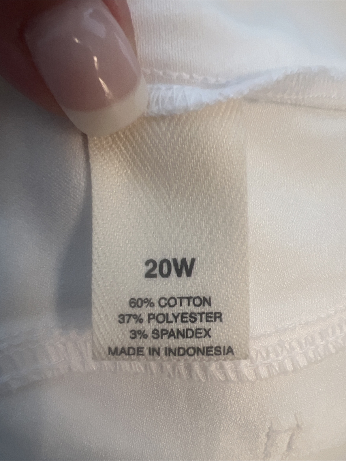 Westbound Crop Pants Woman 20W White Stretch Pockets 21 in Inseam Med Wt Fabric