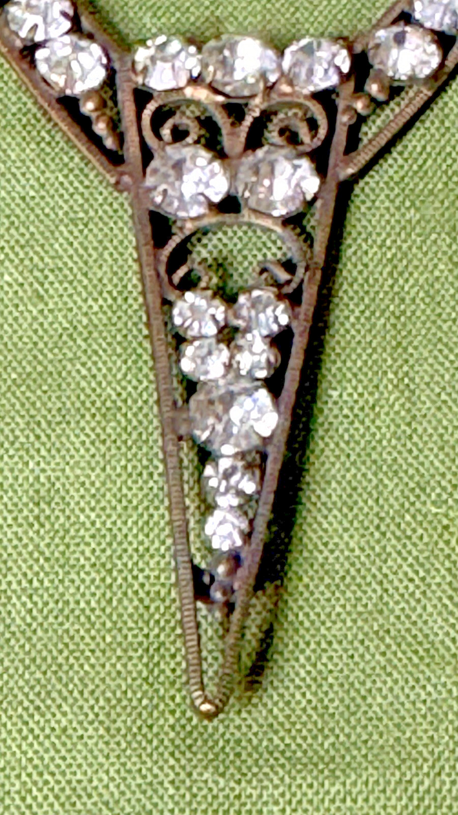 Antique 1920s Czech Buckle Slide Clear Paste Prong Set Rhinestones Sash Ornament