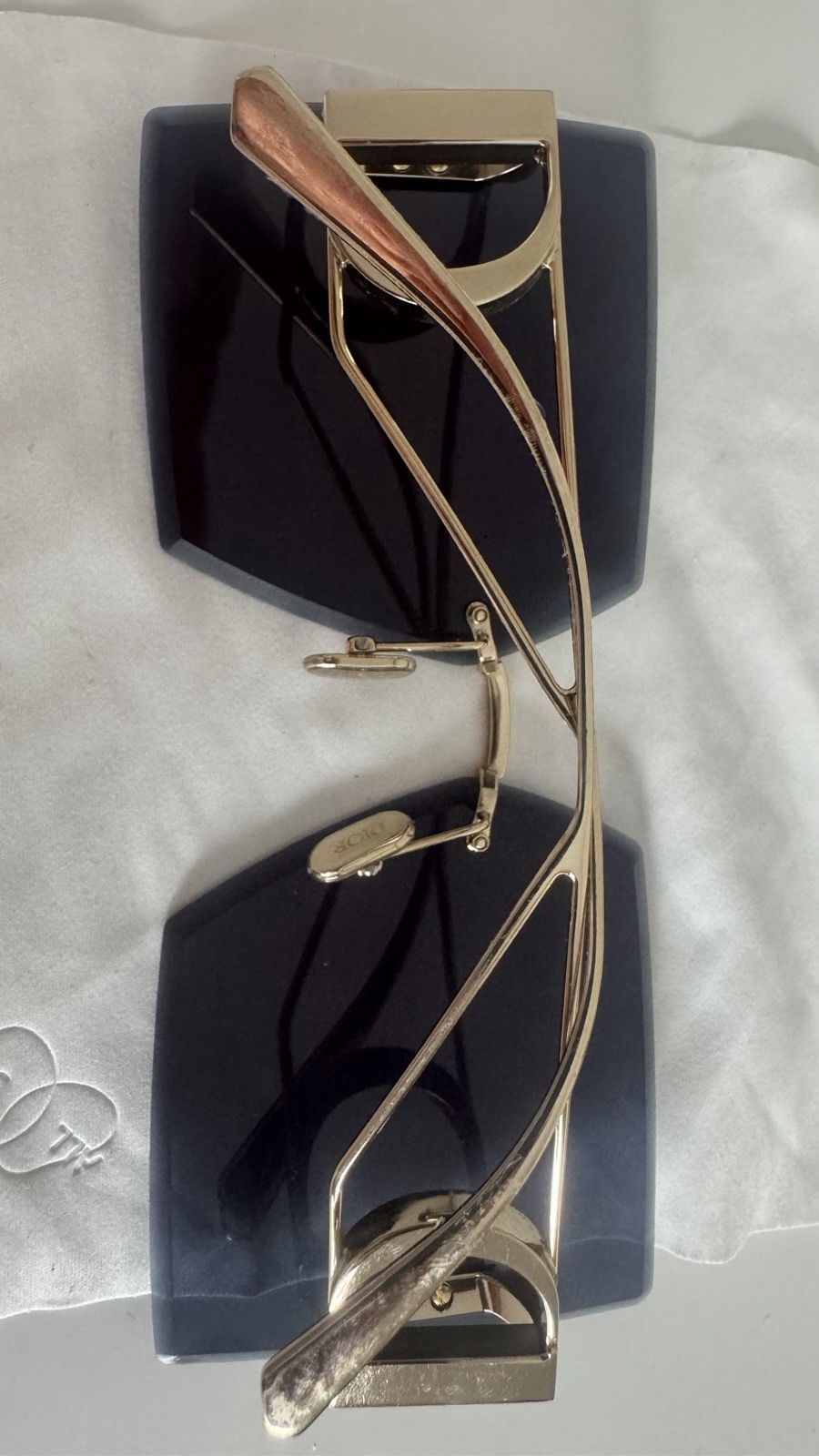 Christian Dior 30 Montaigne Shield Sunglasses Blue Lens Gold Frame