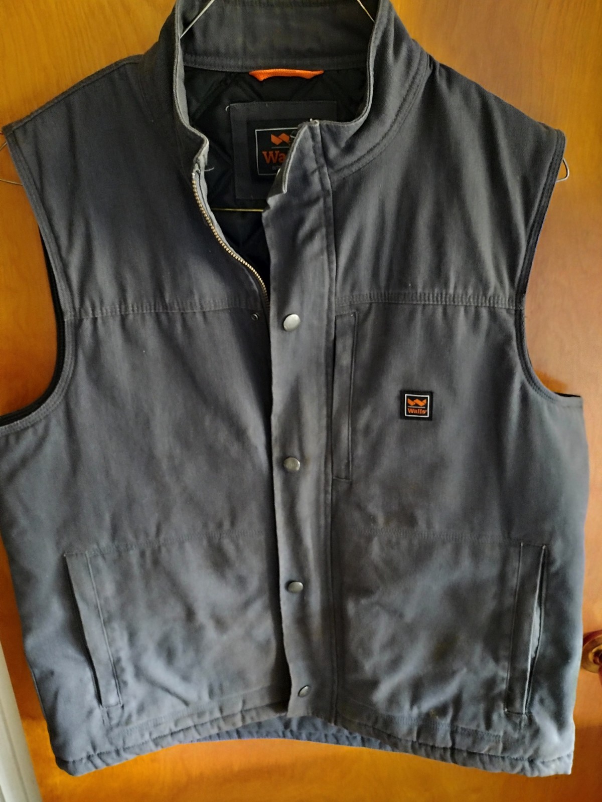 Walls YE335 Point Blank Work Vest Men’s L Gray Canvas Kevlar Blend Zip Snap