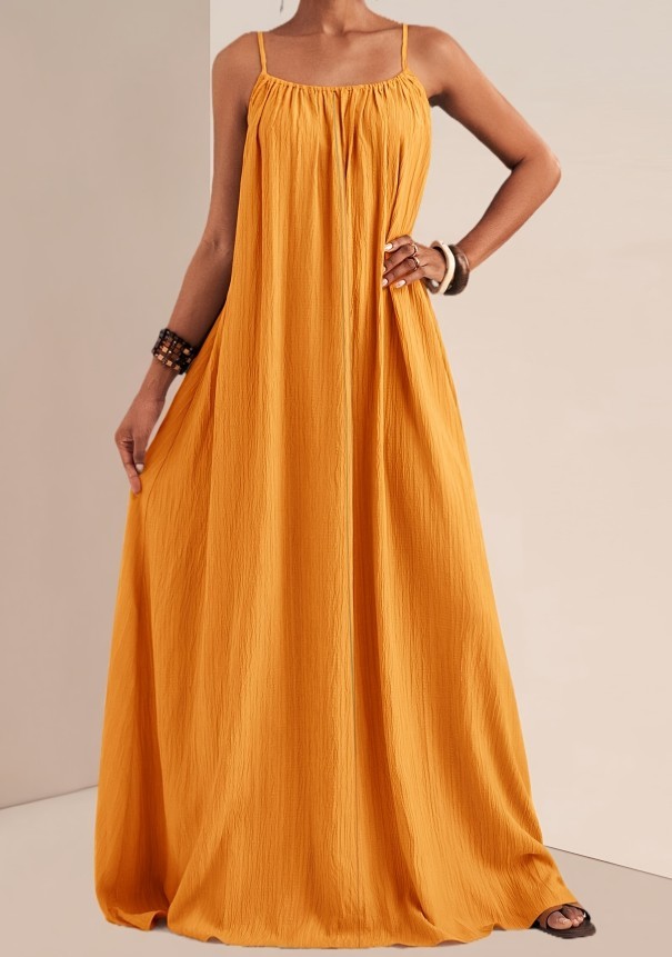 Summer Casual Wide Swing Hem Sleeveless Long Dress Relaxed Fit Floor Length Vaca