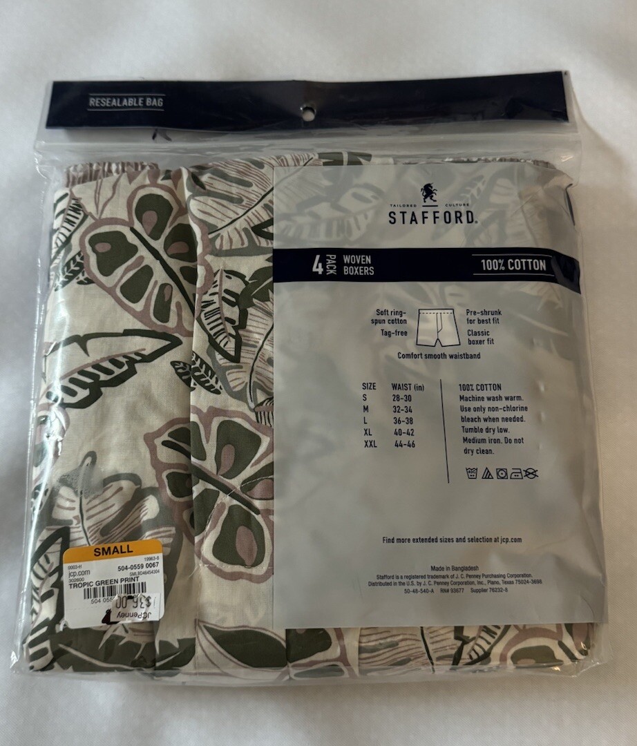 Stafford Boxers Mens Small 4 Pack