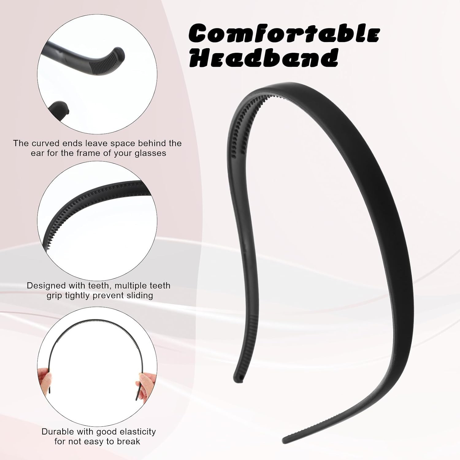 5 Pcs Headbands for Glasses Wearers Flex No Pressure Hairbands Square Sunglasses