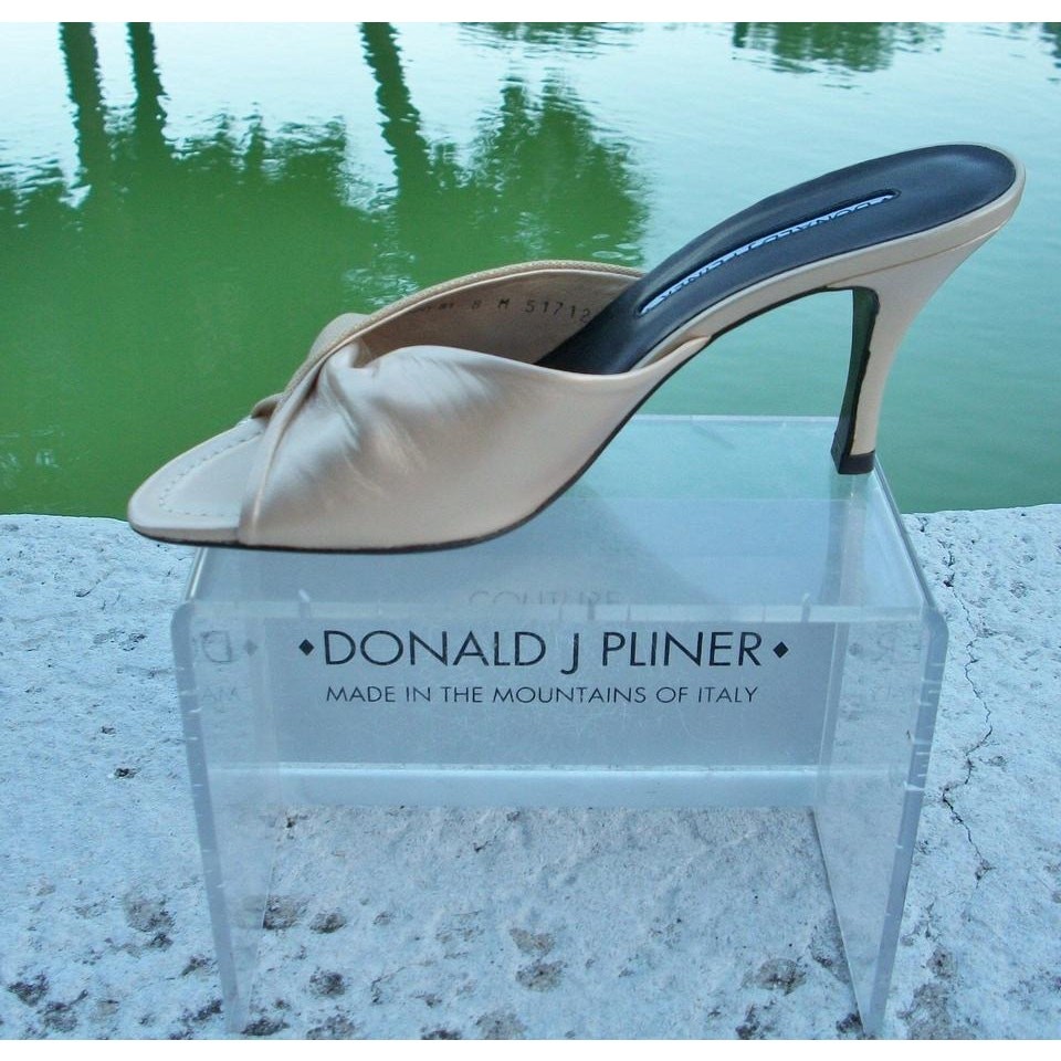 Donald Pliner Beige Metallic Elastic Mesh and Leather Slide Shoe NWT New $255