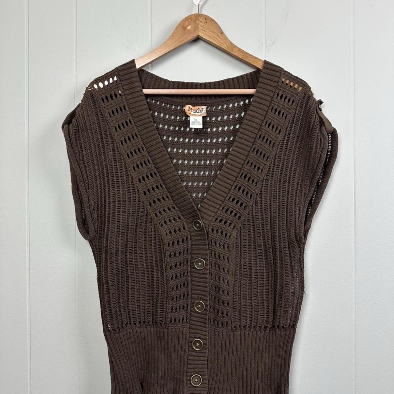 Mudd y2k vintage brown knit cardigan vest women’s Size XL