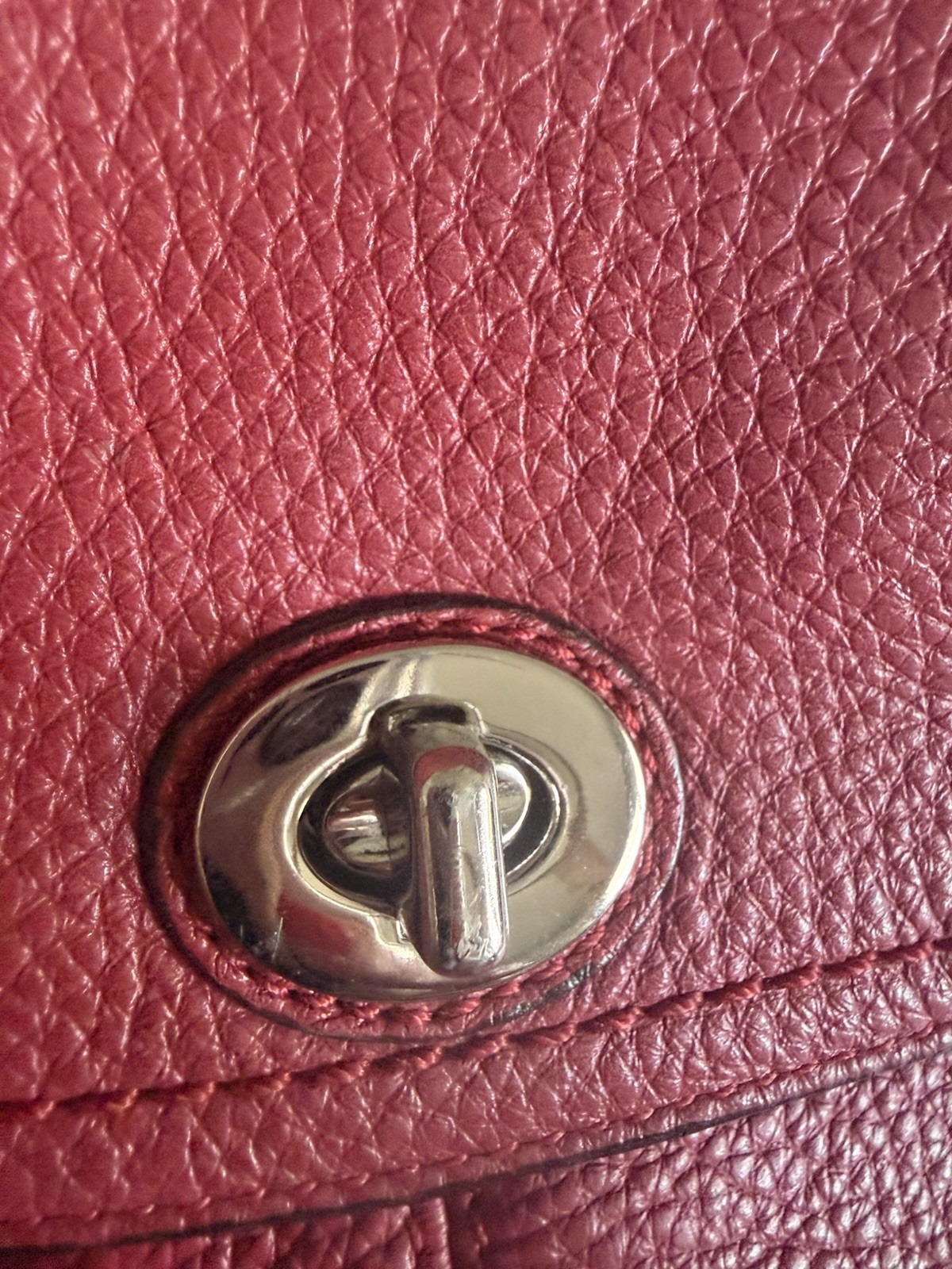 Coach F24385 Leather Backpack Red Pebbled Leather Turnlock Drawstring Bag