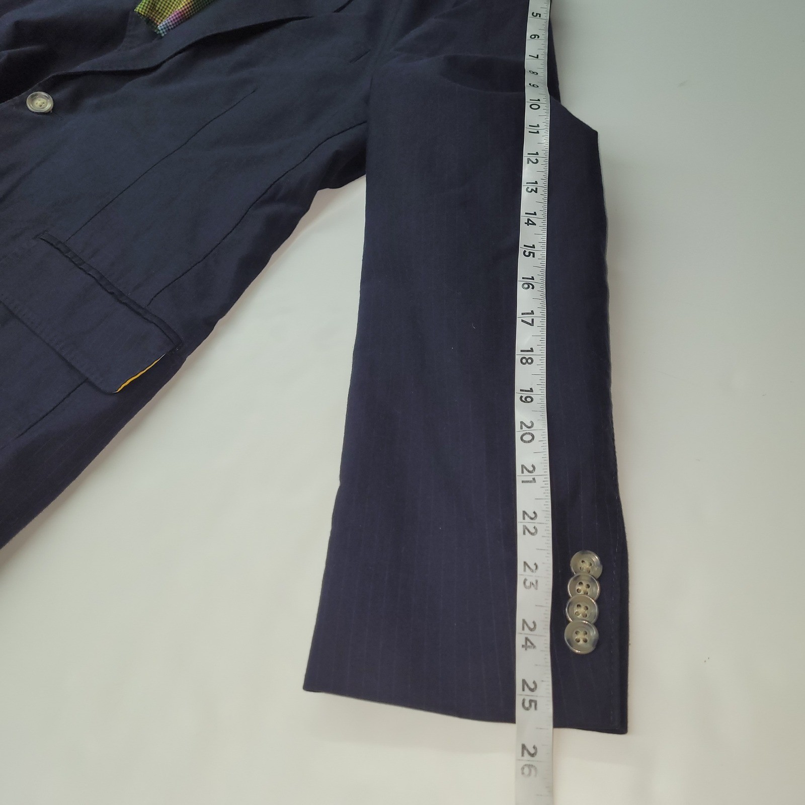 Kroon Navy Pinstripe Jacket Blazer Mens 42R Cotton Blend Unstructured Sport Coat