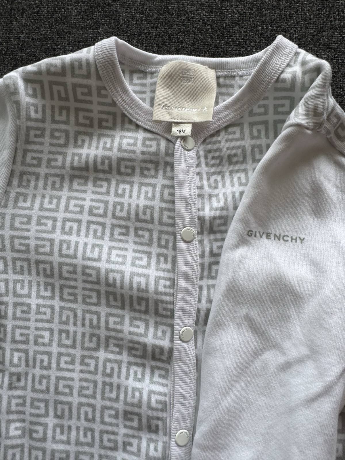 Givenchy Baby Footed Sleeper One Piece Long Sleeve Cotton Geometric 18M