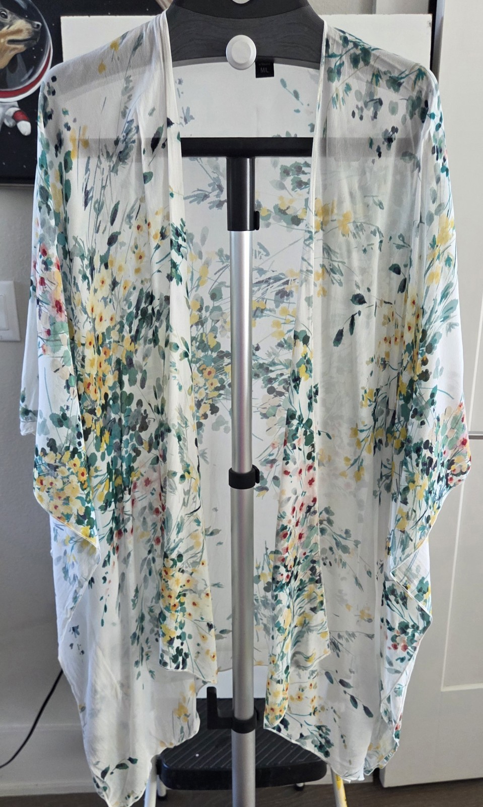 Karen Kane Women’s Thin Airy Floral Print Chiffon Kimono Beach Cover-up Size M/L