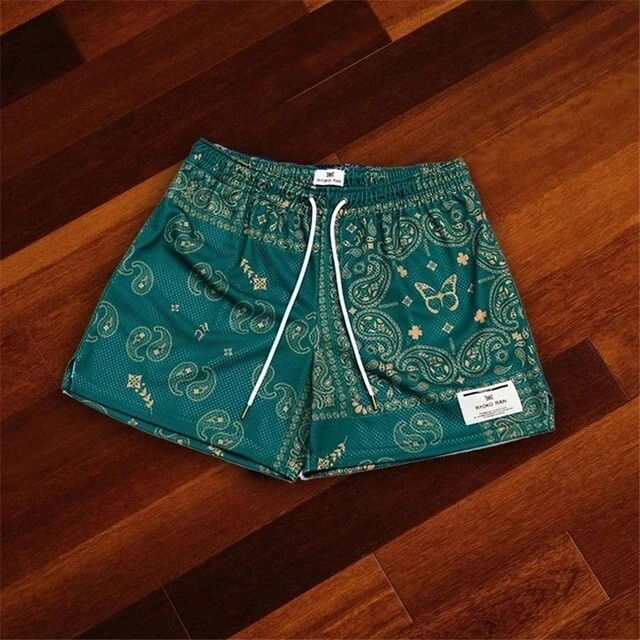 2025 Unisex Mens Infamous Bandana Shorts Paisley Pattern Mesh Sport quick-drying