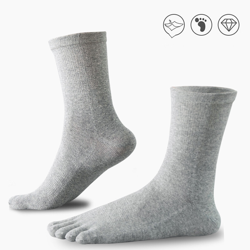 5Pack 100% Cotton Five Finger Toe Crew Ankle Solid Athletic Sport Men Socks 7-11