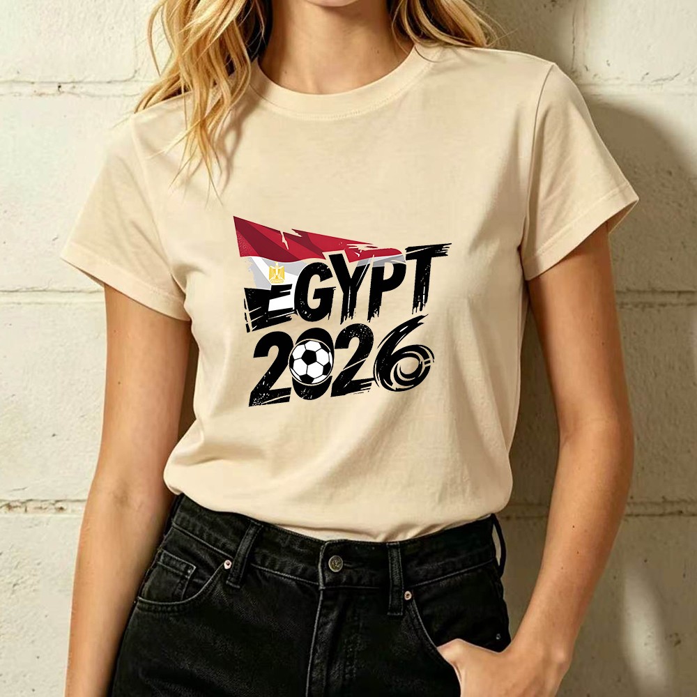 Egypt 2026 Soccer Flag Print T-Shirt Women’s Stylish Sports Enthusiast Shirt