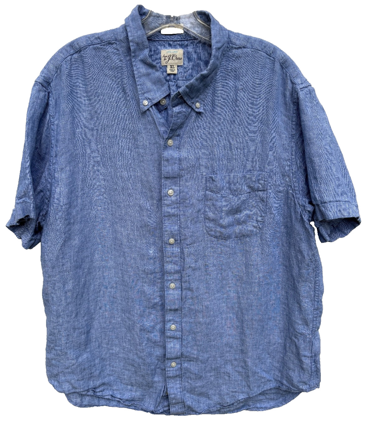 J. CREW Baird McNutt Irish Linen Shirt Mens XL Classic Fit Blue SS Button Front