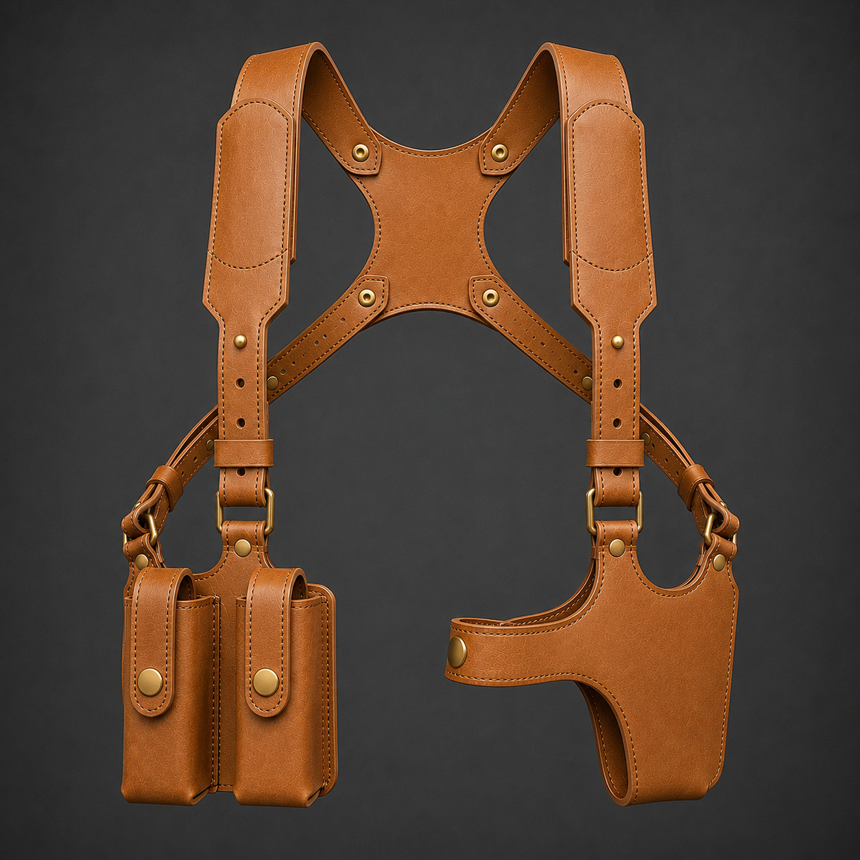 Genuine Leather Shoulder Holster Harness Magazine Pouch Adjustable Chest Rig