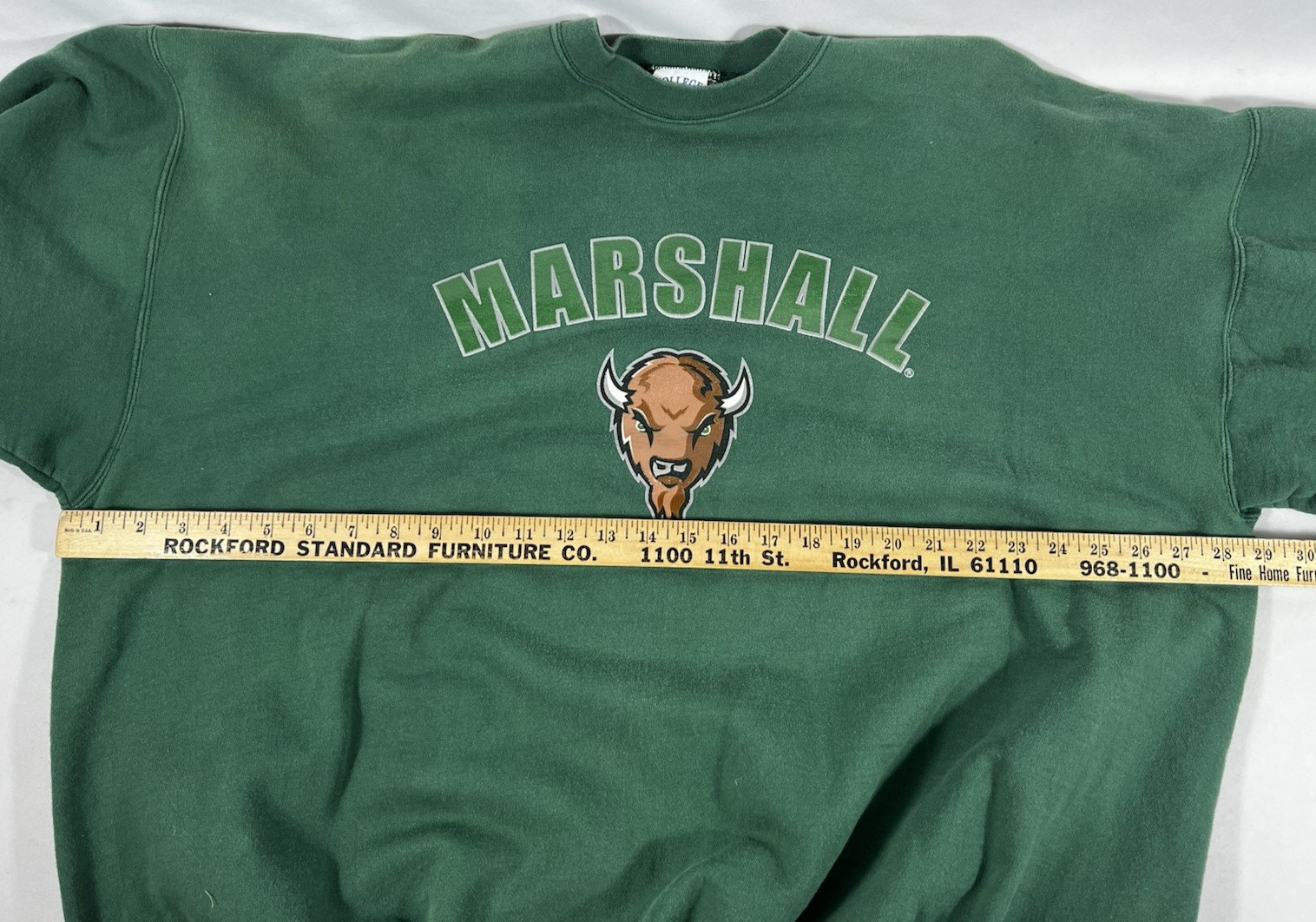 Vtg 90s Marshall University Sweatshirt USA Made Thundering Herd Green Crew XL
