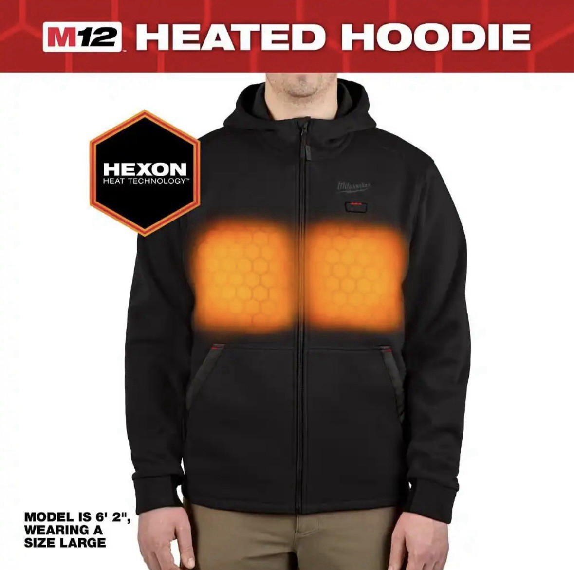 Men’s X-Large M12 12-Volt Lithium-Ion Cordless Black Heated Jacket Hoodie Kit