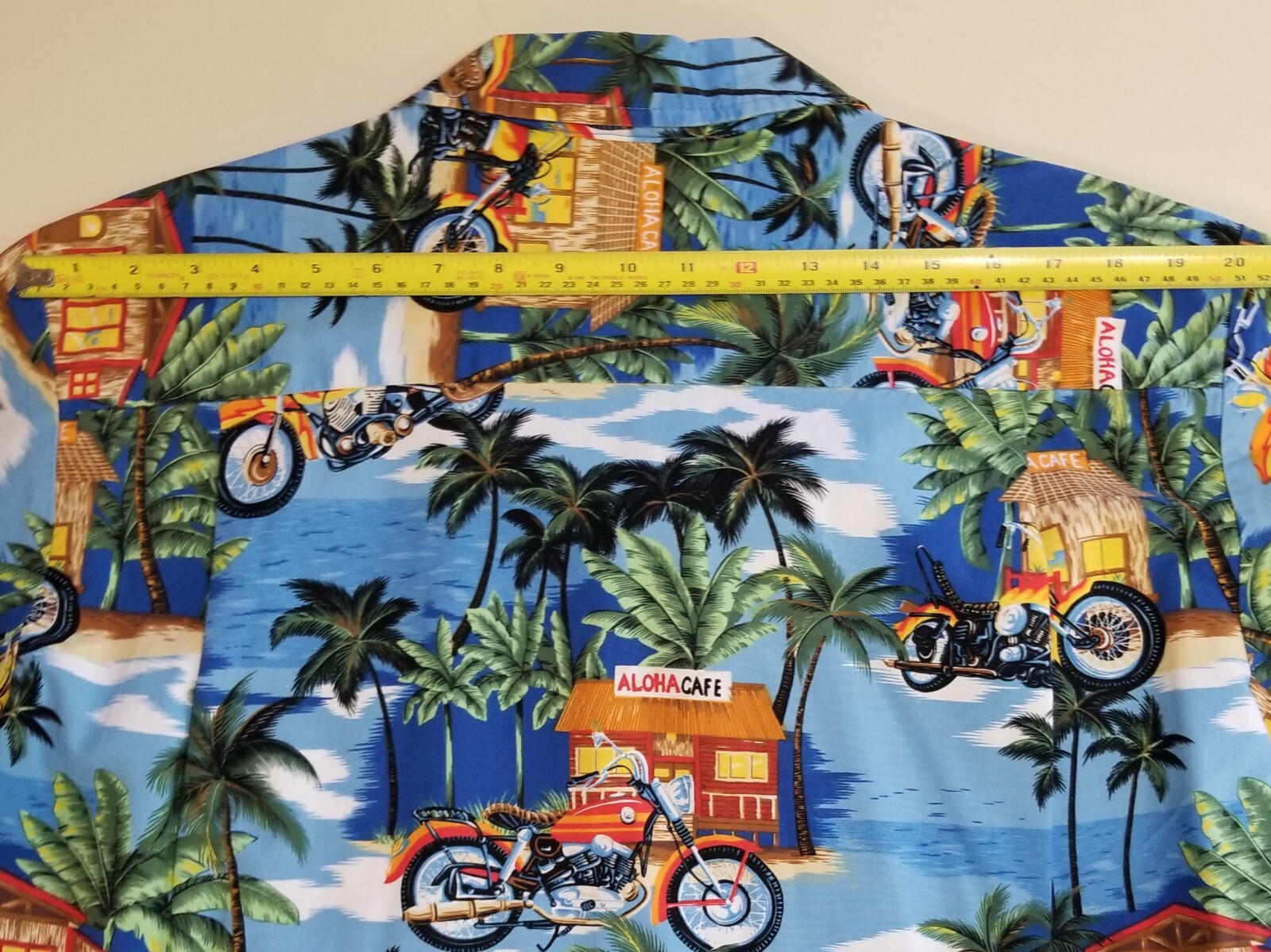 Aloha Republic Hawaiian Aloha Cafe Motorcycle Cotton Button Up Shirt Men’s Sz L